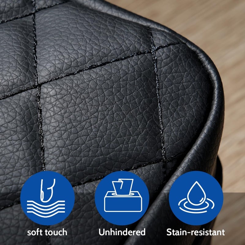VETERBONE Car Tissue Holder, Standard Tissue Holder for Car Pu Leather Car Napkin Holder, Car Backseat Extra Large Tissue Organization Fit for 120-230 Tissues per Box 9.84'' x 4.72'' x 5.91'' (Black) - Image 3